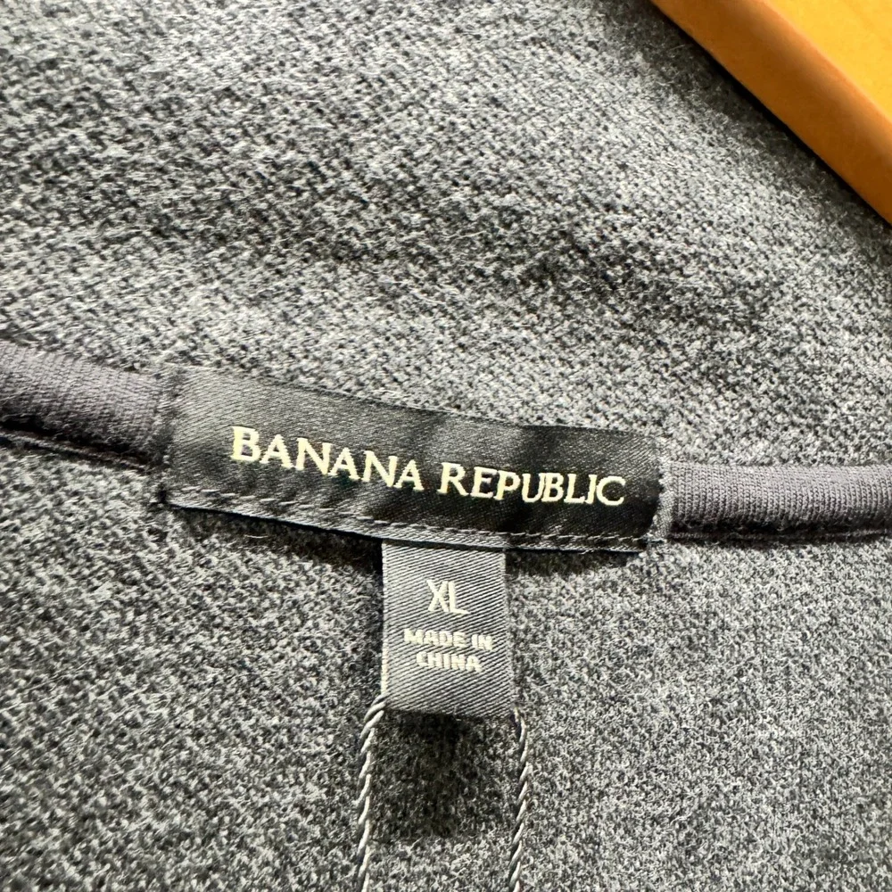 Banana Republic Pullover Mens XL Waffle Quarter Zip Pullover Black Sweater NEW